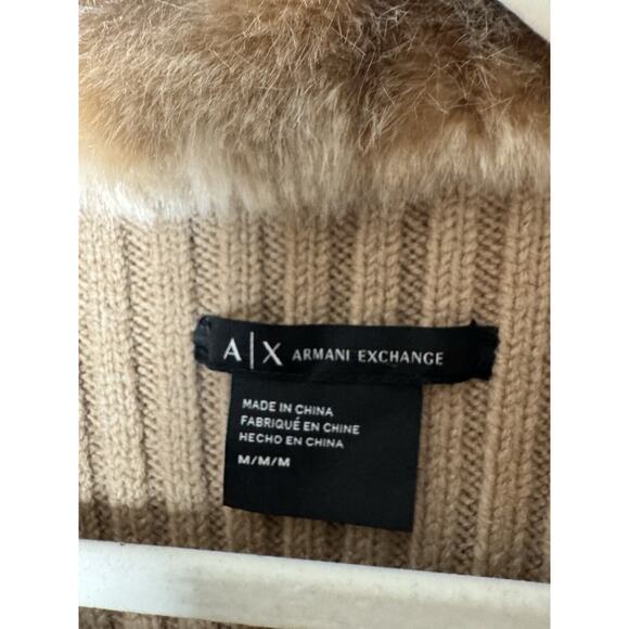 Armani Exchange Faux Fur Front Winter 2015 Sweater Vest Glam Regency Old Money M - Picture 3 of 8